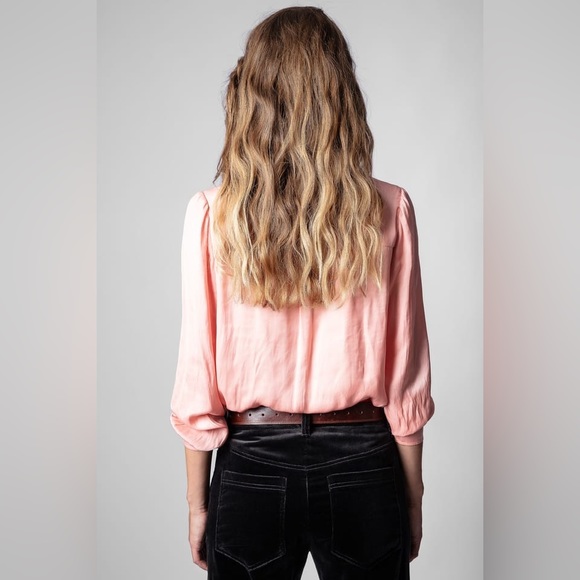 NWT Zadig & Voltaire Taos Tie Neck Satin Blouse - Picture 3 of 7